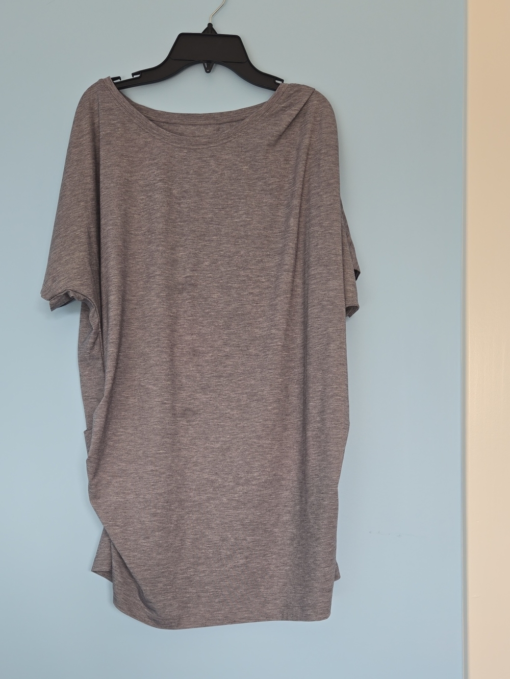 Athleta Heather Gray Relaxed Boatneck Short Sleeve Tee XL Gathered